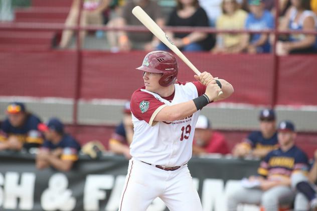 Wisconsin Rapids Rafters infielder Jack-Thomas Wold awaits a pitch