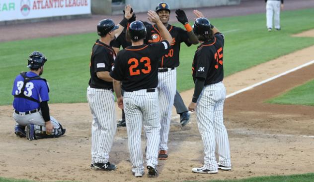 Long Island Ducks celebrate David Washington's grand slam