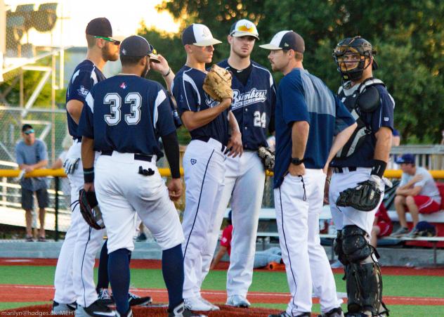 Brazos Valley Bombers conference on the mound