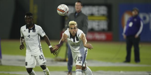 A throw in from Bethlehem Steel FC forward Santi Moar