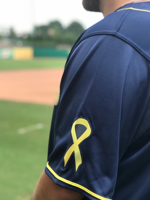 Northwest Arkansas Naturals' Cancer Charity 4 Life jersey sleeve