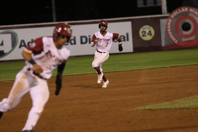 Wisconsin Rapids Rafters infielder Jordan Wiley (7) runs the bases