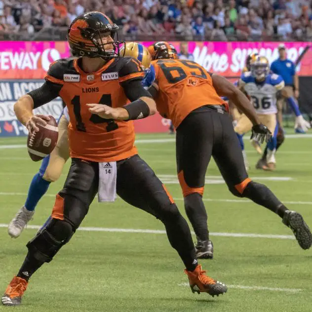 B.C. Lions quarterback Travis Lulay vs. the Winnipeg Blue Bombers