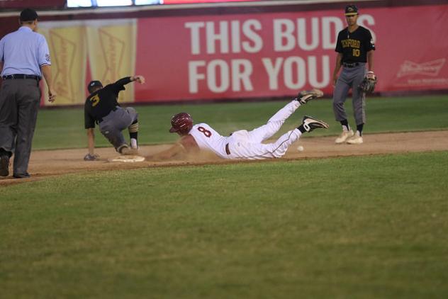 Wisconsin Rapids Rafters outfielder Brody Wofford slides into second