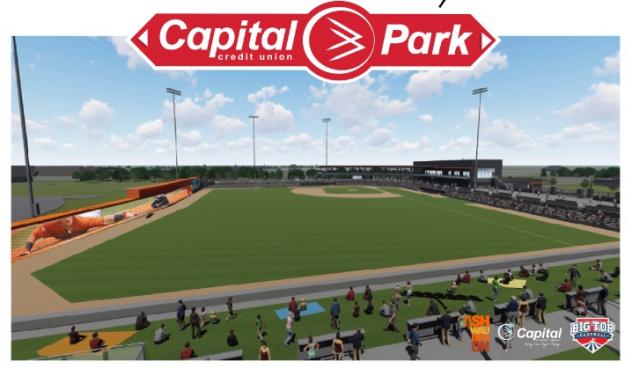 Capital Credit Union Park view from the outfield rendering