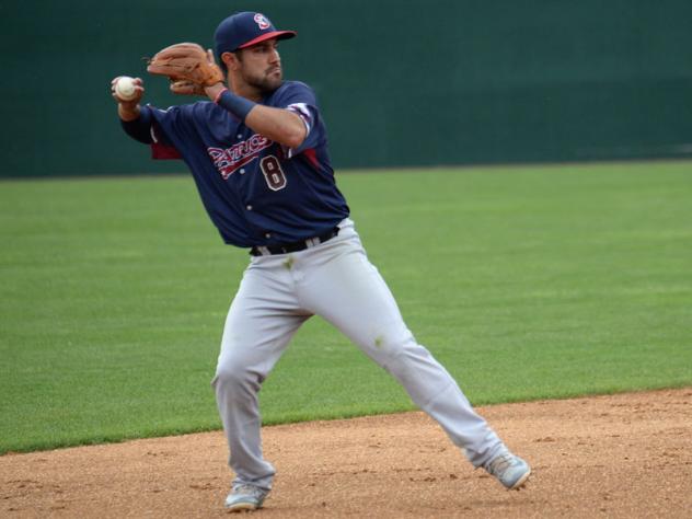 Alfredo Rodriguez of the Somerset Patriots makes a play in the field