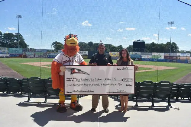 Delmarva Shorebirds Present Donation to Big Brothers, Big Sisters of the Eastern Shore