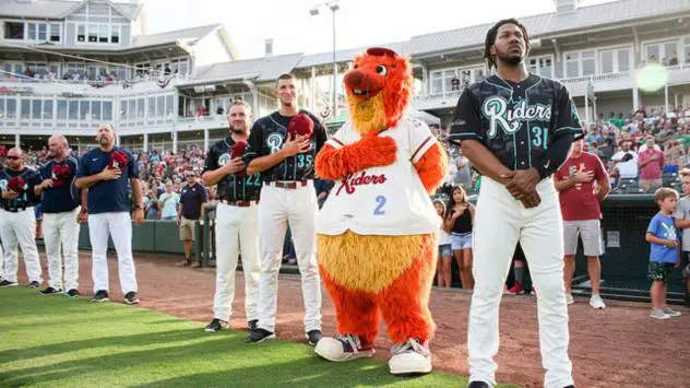 Frisco RoughRiders line up for the National Anthem