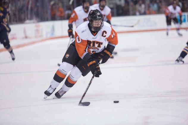 Defenseman Brady Norrish with the Rochester Institute of Technology