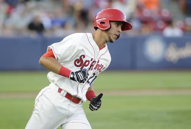 Diosbel Arias of the Spokane Indians circles the bases