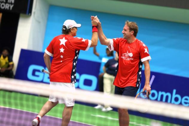 Washington Kastles owner Mark Ein paired up with Tennys Sandgren to take down Coach Murphy and Robert Lindstedt