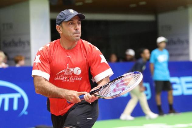 Rep. Jimmy Panetta (D-CA) shocked the crowd in the battle of the Congressmen when he switched hands mid-point to hit a lefty forehand