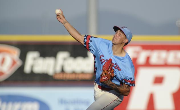 Spokane Indians pitcher Hans Crouse on the mound