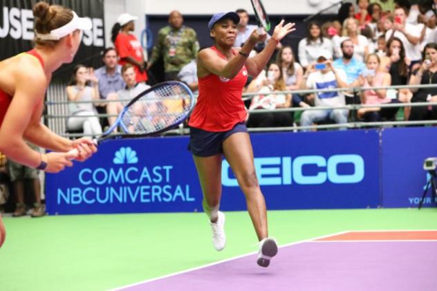 Venus Williams and Nicole Melichar of the Washington Kastles