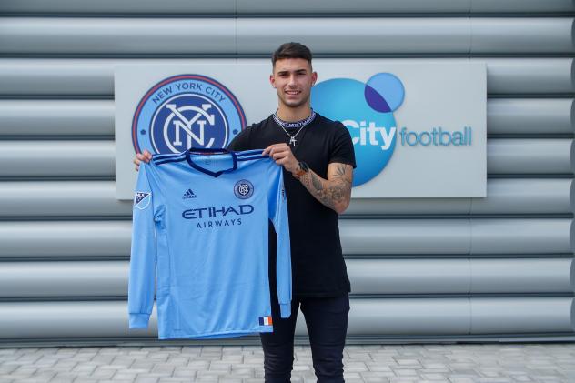 Valentin Castellanos displays his New York City FC jersey