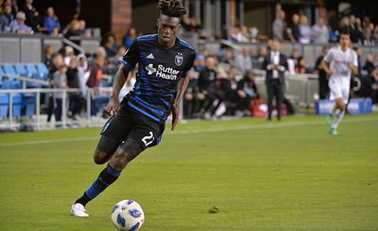 San Jose Earthquakes midfielder Fatai Alashe