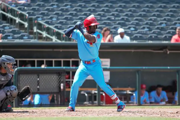 Memphis Redbirds outfielder Adolis Garcia awaits a pitch
