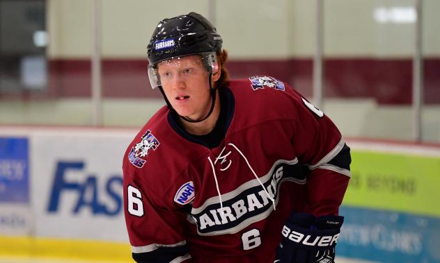 Defenseman Jacob Willets with the Fairbanks Ice Dogs