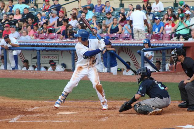 Nick Pratto of the Lexington Legends awaits a pitch