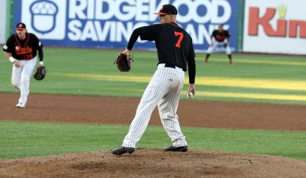 Long Island Ducks pitcher John Brownell prepares to throw