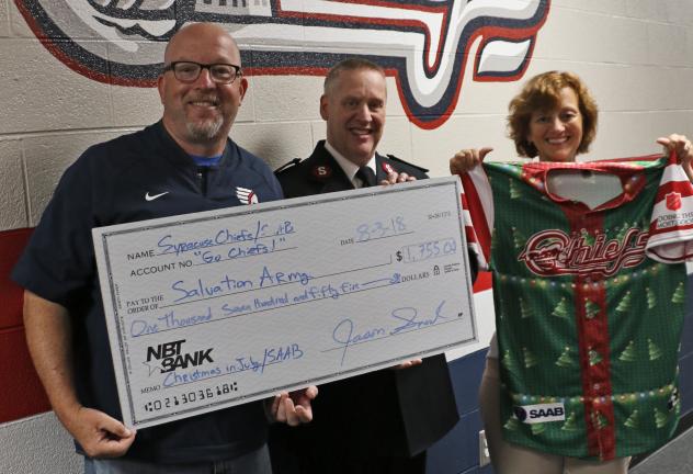 Syracuse Chiefs & SAAB Raise Money for Salvation Army with Specialty Jersey Auction