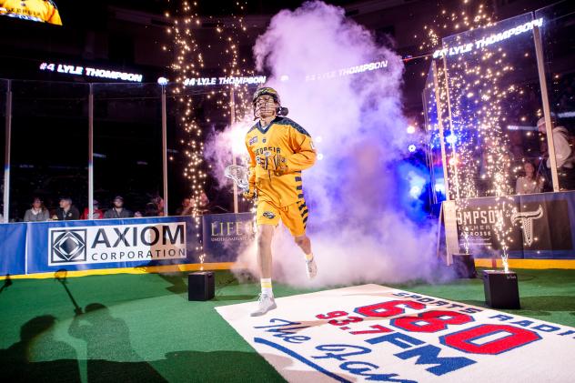 Lyle Thompson of the Georgia Swarm enters the field