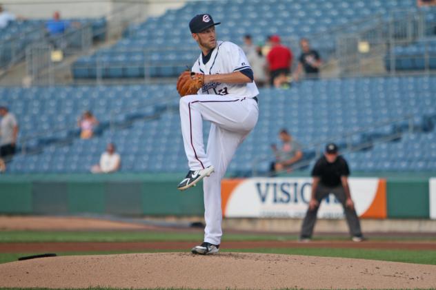 Syracuse Chiefs pitcher Kyle McGowin threw a brilliant eight innings of scoreless ball Tuesday night