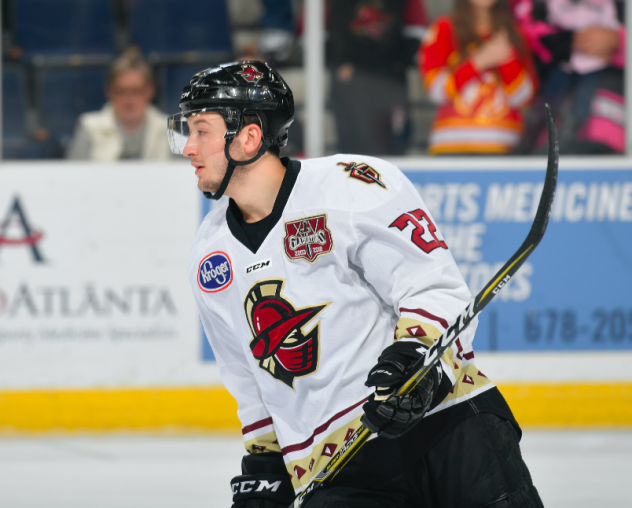 Defenseman Josh Atkinson with the Atlanta Gladiators