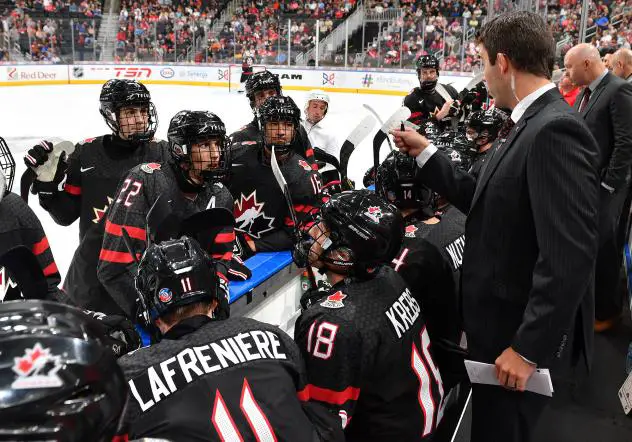 Flint Firebirds' coach Ryan Oulahen and Team Canada