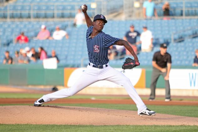Phillips Valdez of the Syracuse Chiefs was excellent over seven scoreless innings Friday night