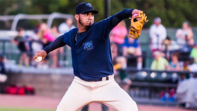 Pitcher Osmer Morales with the Mobile BayBears
