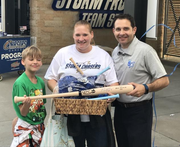 3 Millionth Storm Chasers Fan through Werner Park Gates, Christy Hofer