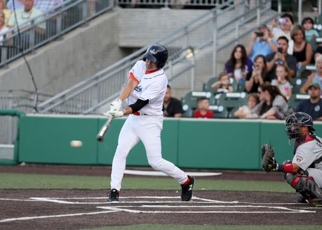 Rafael Palmeiro batting with the Cleburne Railroaders