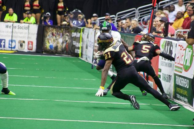 Iowa Barnstormers running back Jamal Tyler makes a cut