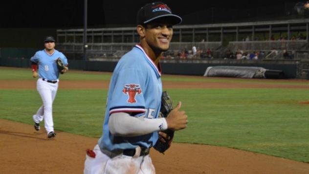 Hickory Crawdads center fielder Bubba Thompson