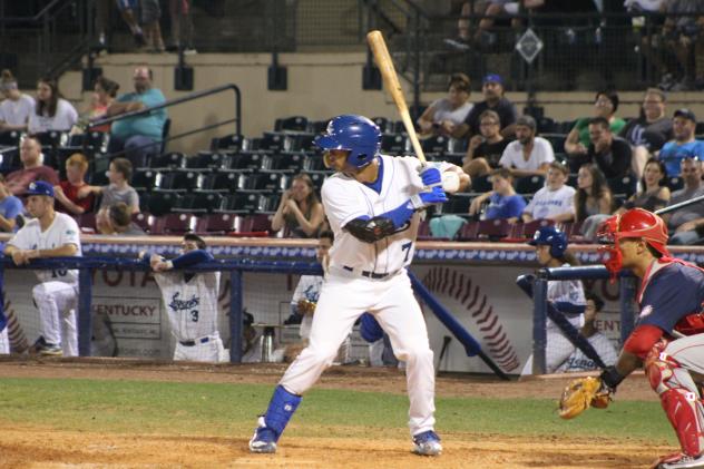 MJ Melendez at the plate for the Lexington Legends