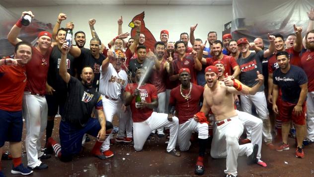 Memphis Redbirds celebrate the Pacific Coast League American Southern Division championship
