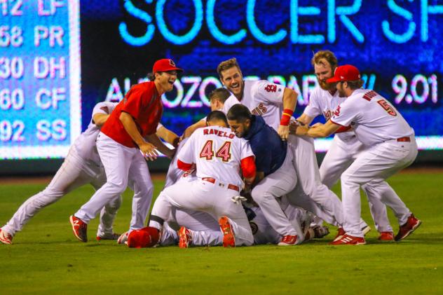 Memphis Redbirds pile up on the field after walk-off win, division clincher