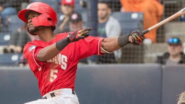 Vancouver Canadians SS Otto Lopez triples in the bottom of the 6th