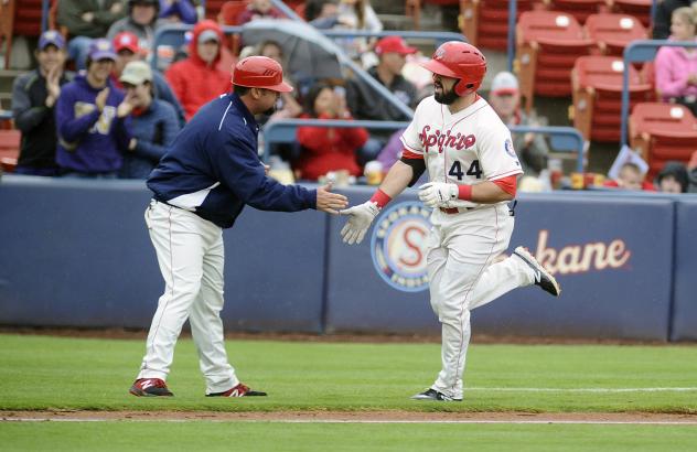 Spokane Indians right fielder Tanner Gardner rounds the bases