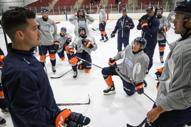On-ice instruction at Flint Firebirds training camp