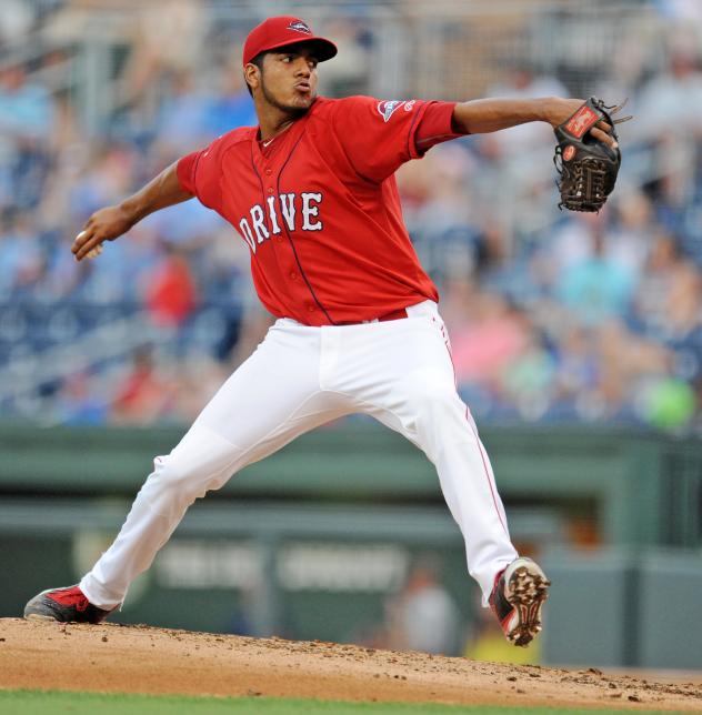 Greenville Drive pitcher Denyi Reyes