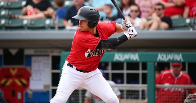 Indianapolis Indians second baseman Kevin Kramer awaits a pitch