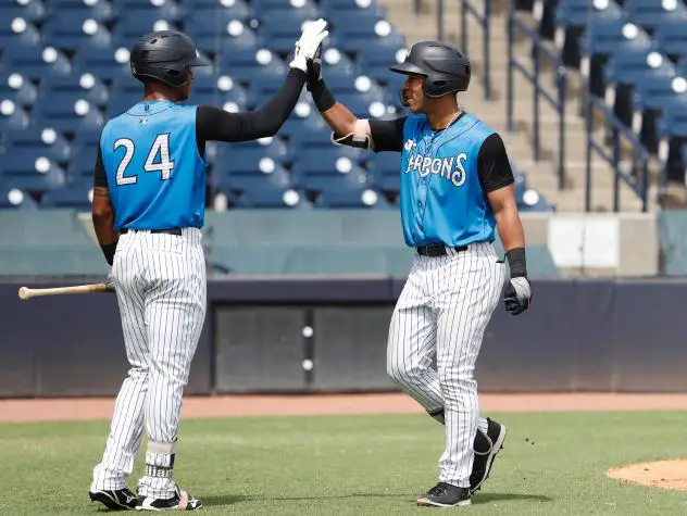 Isiah Gilliam and Dom Thompson-Williams of the Tampa Tarpons