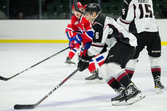 Dylan Plouffe of the Vancouver Giants in preseason action vs. the Spokane Chiefs