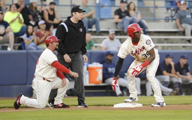 Spokane Indians RF Starling Joseph on base