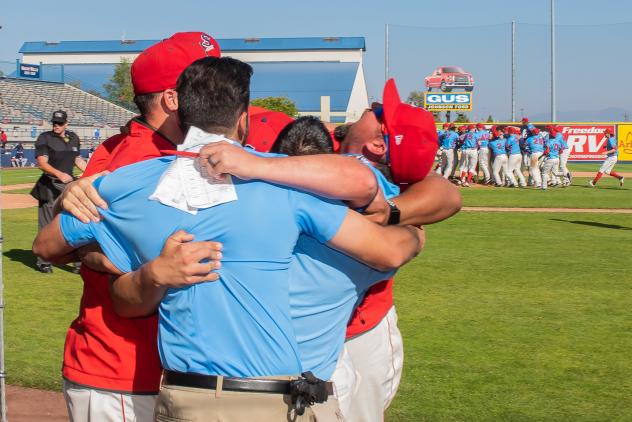 Spokane Indians celebrate a Northwest League Championship berth