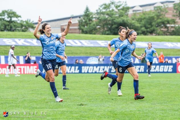Sky Blue FC celebrates a goal