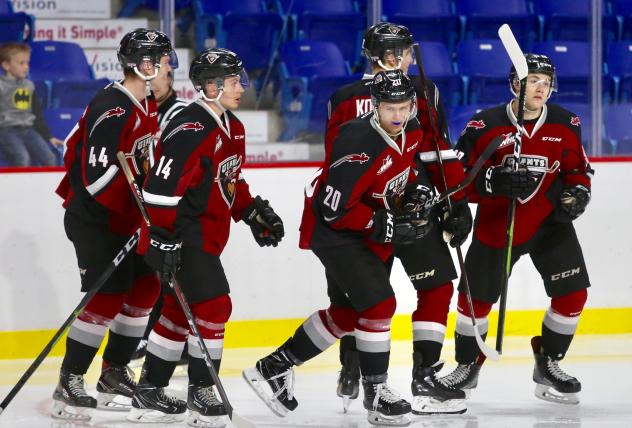 Vancouver Giants celebrate during preseason action