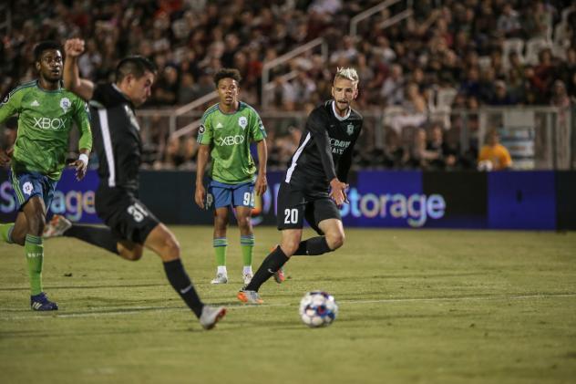 Sacramento Republic FC forward Cameron Iwasa (31) and midfielder Villyan Bijev vs. Seattle Sounders FC 2